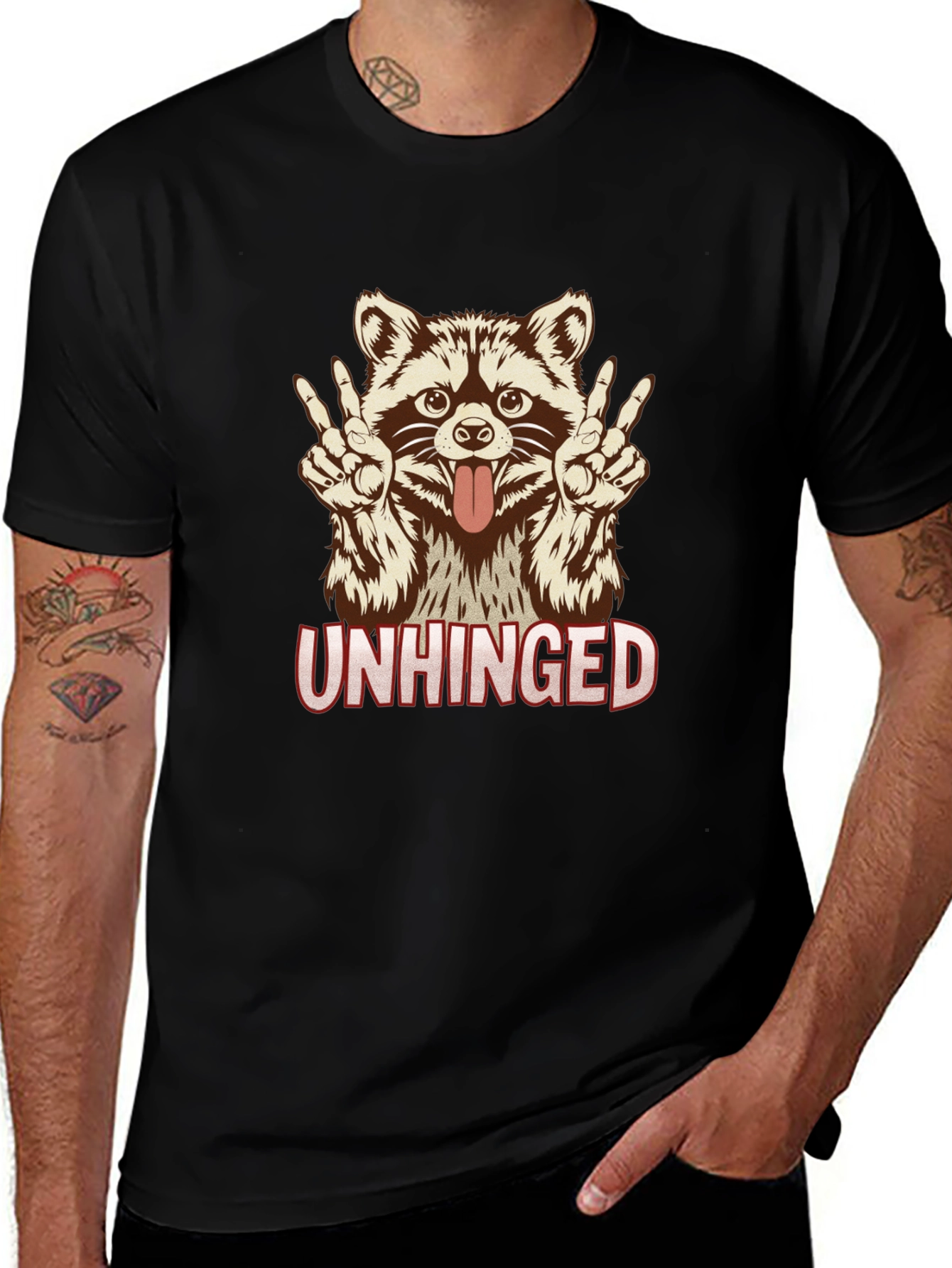 Unhinged Raccoon Graphic Tee - Funny Animal Shirt