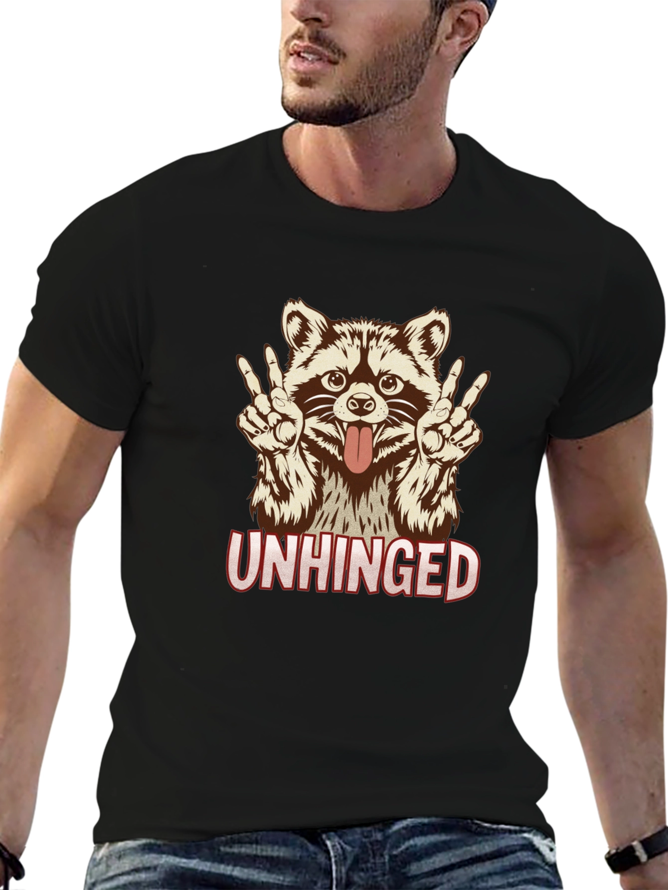 Unhinged Raccoon Graphic Tee - Funny Animal Shirt