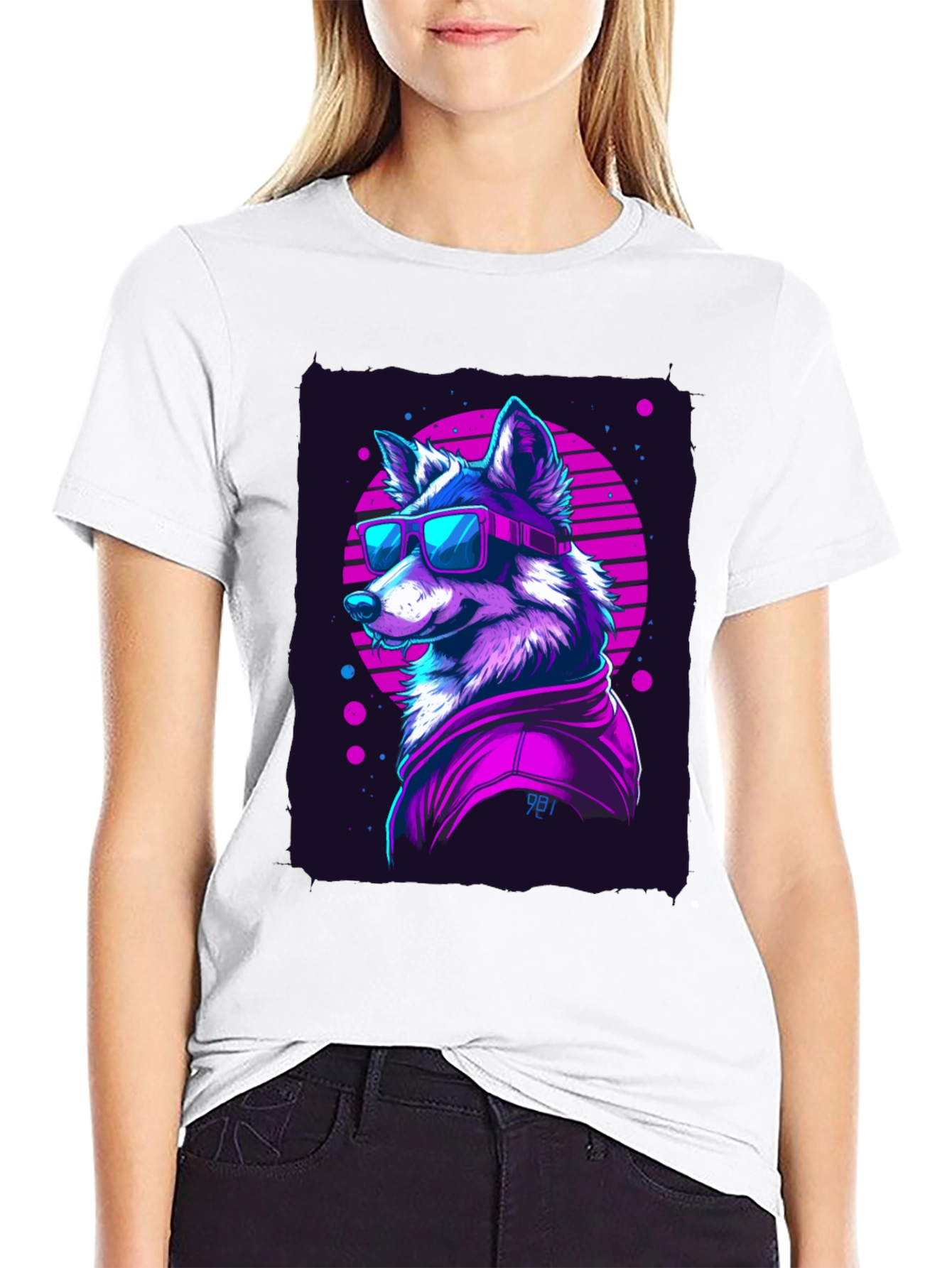 Retro Wolf Graphic Tee - 80s Style