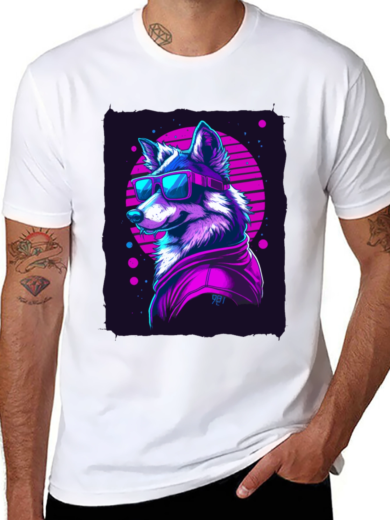 Retro Wolf Graphic Tee - 80s Style