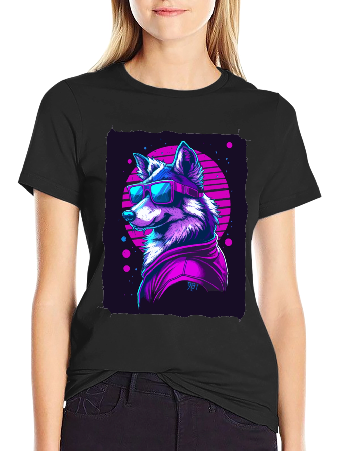 Retro Wolf Graphic Tee - 80s Style