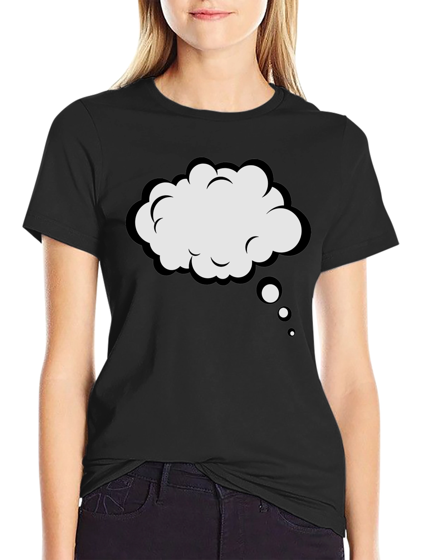 Black T-Shirt with Thought Bubble Design