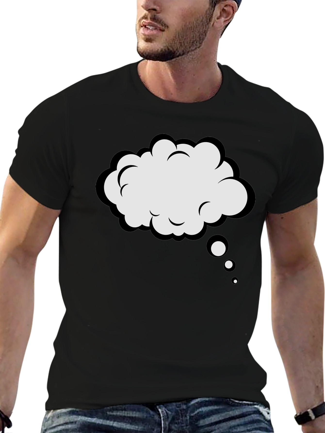 Black T-Shirt with Thought Bubble Design