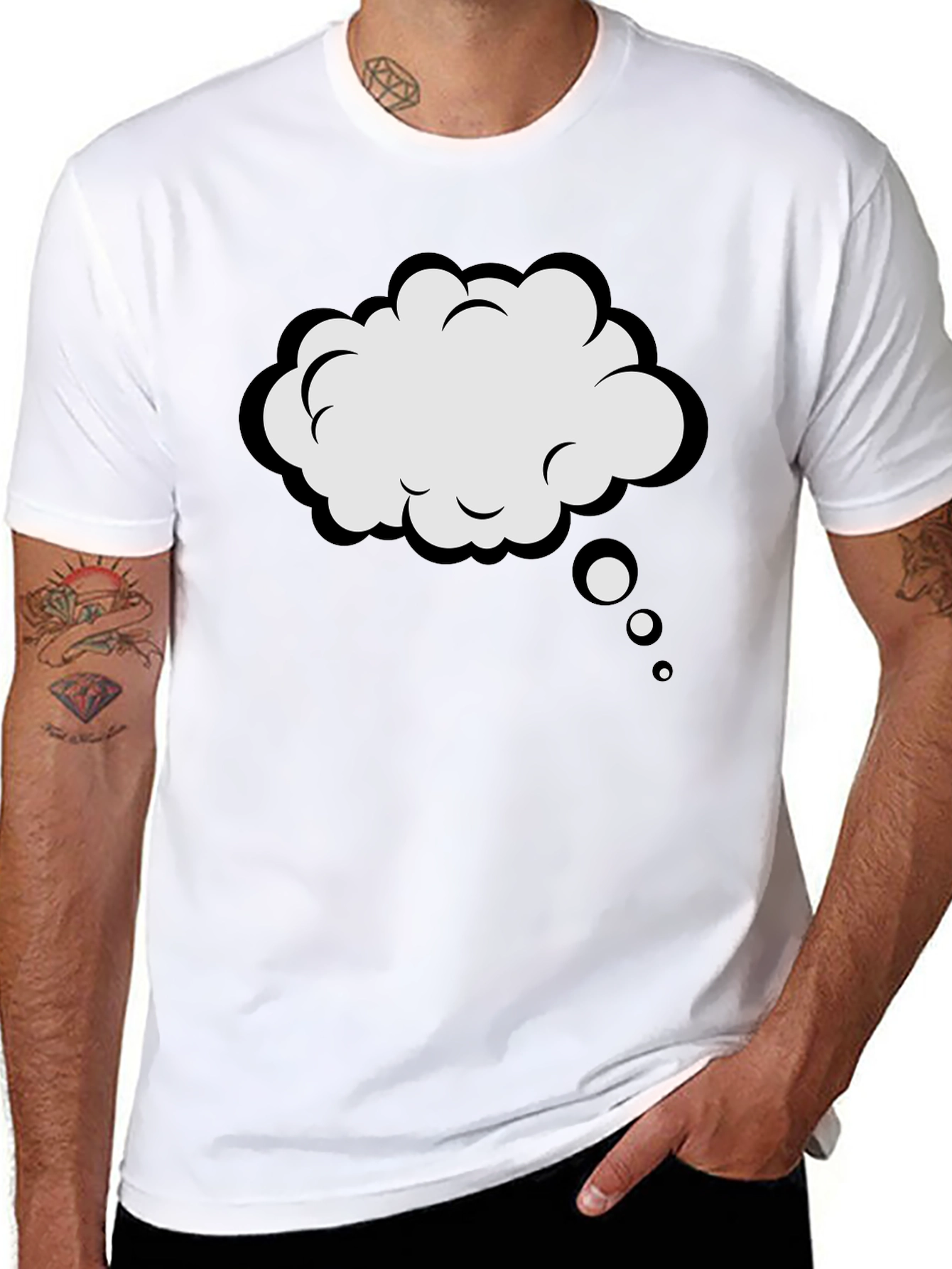 Black T-Shirt with Thought Bubble Design
