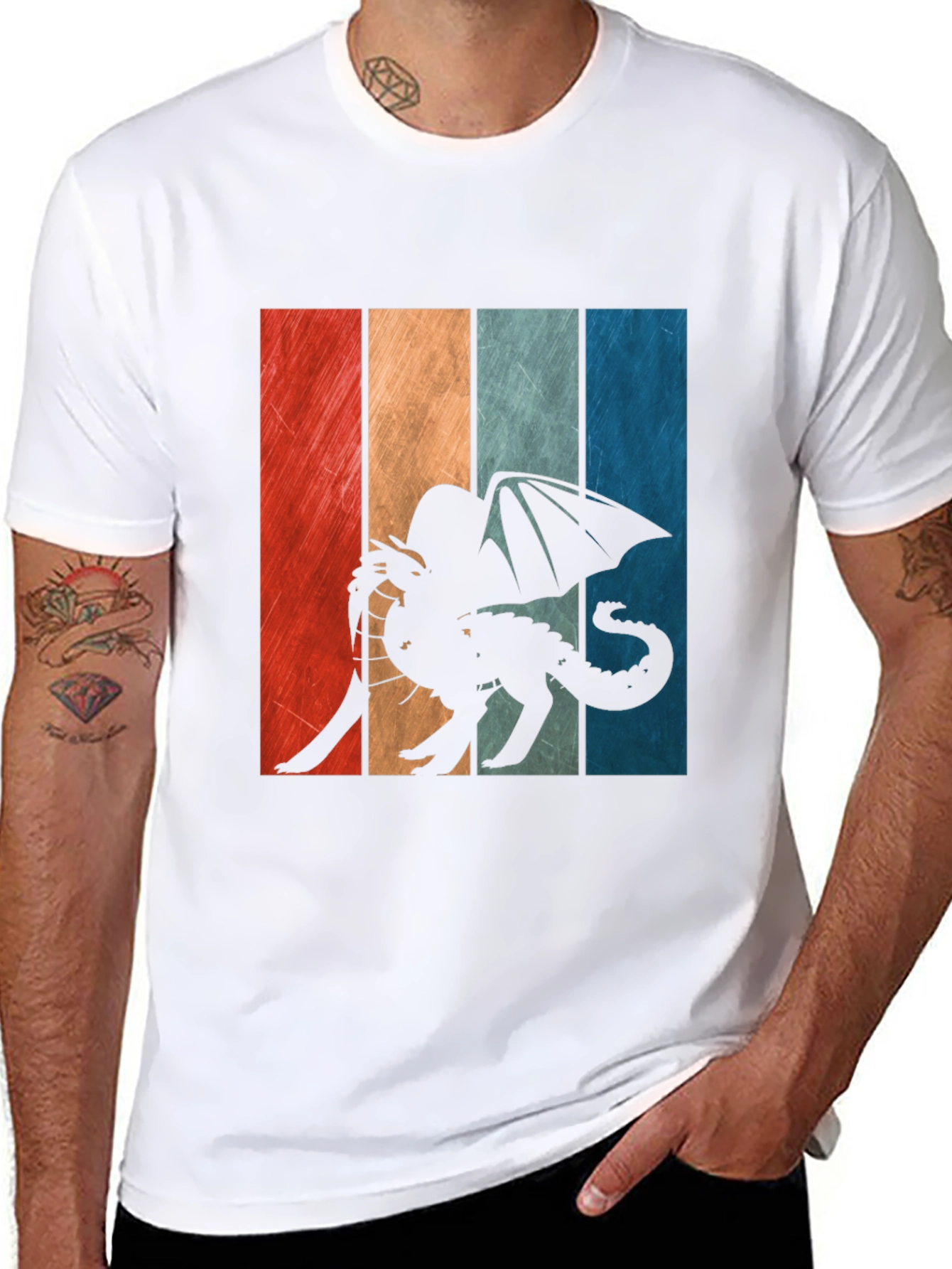 Retro Dragon Graphic Tee - Mens Black T-Shirt