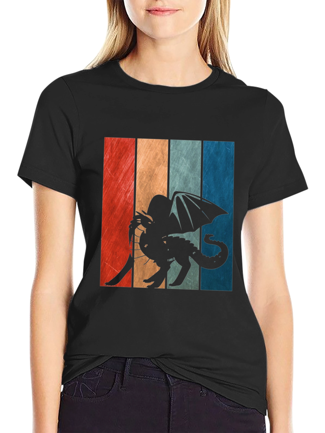 Retro Dragon Graphic Tee - Mens Black T-Shirt