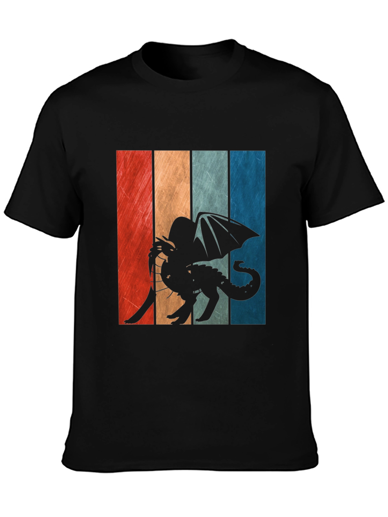 Retro Dragon Graphic Tee - Mens Black T-Shirt