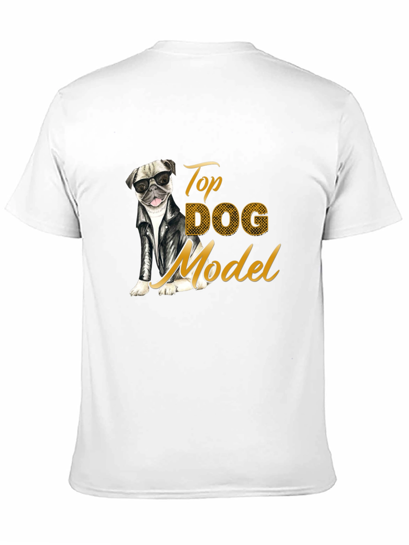 Top Dog Model T-Shirt - Stylish Pug in Leather