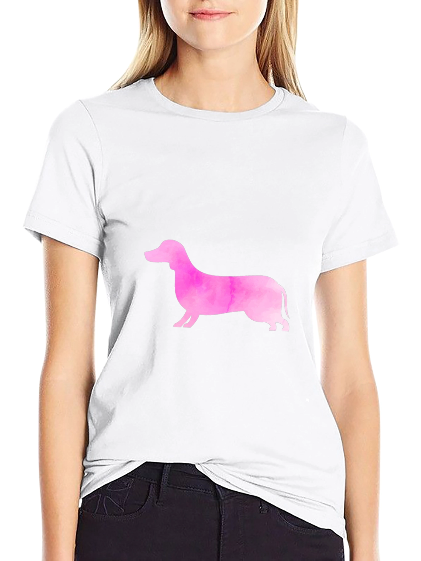 Pink Dachshund Graphic Tee - Trendy Casual Style