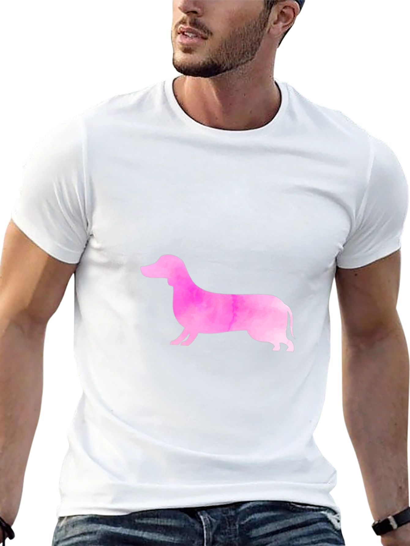 Pink Dachshund Graphic Tee - Trendy Casual Style