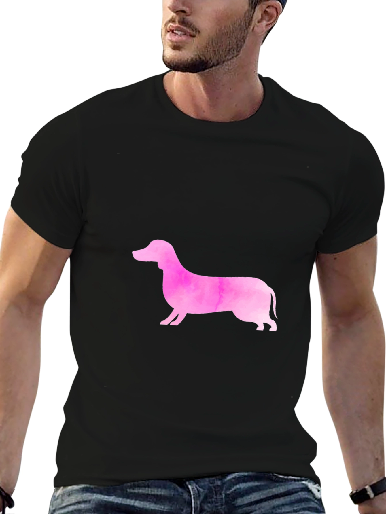 Pink Dachshund Graphic Tee - Trendy Casual Style