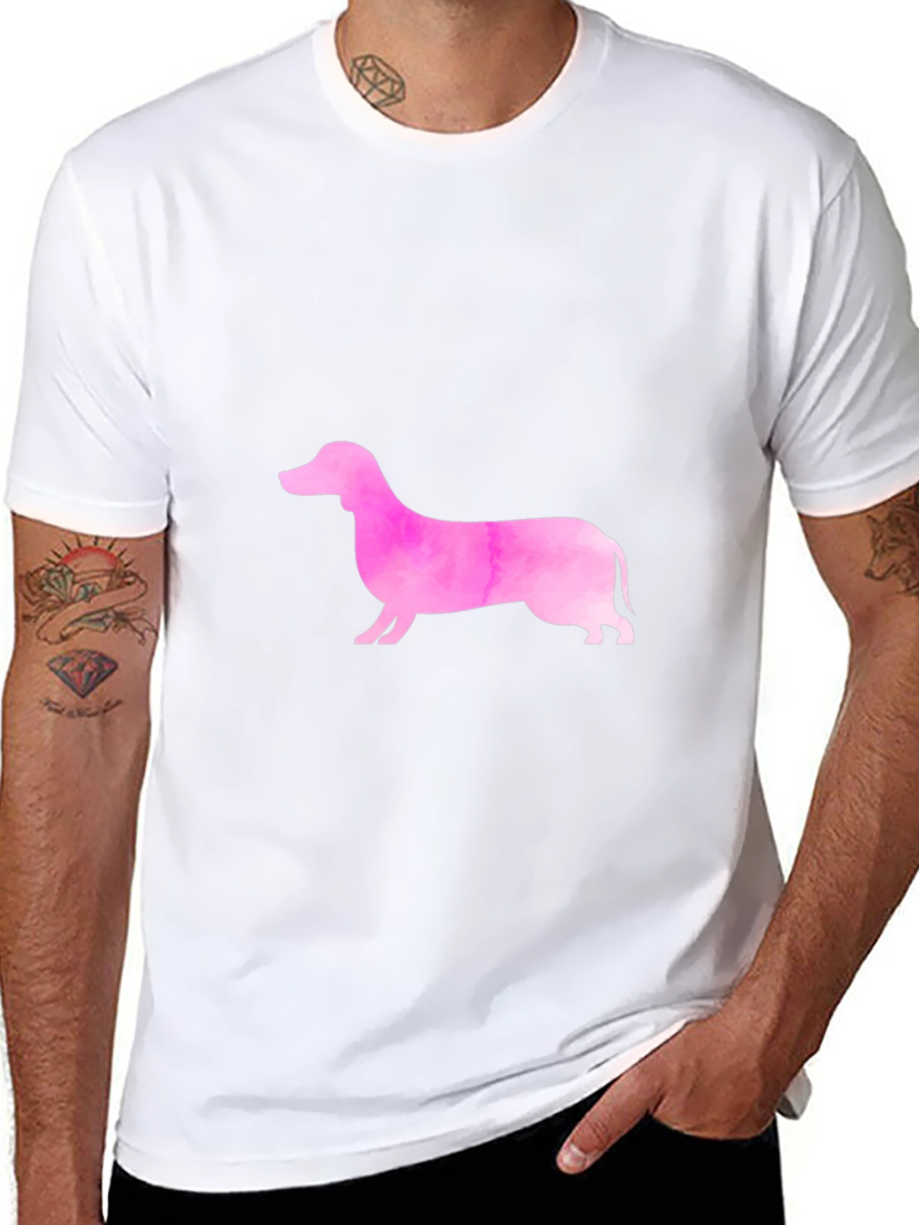 Pink Dachshund Graphic Tee - Trendy Casual Style