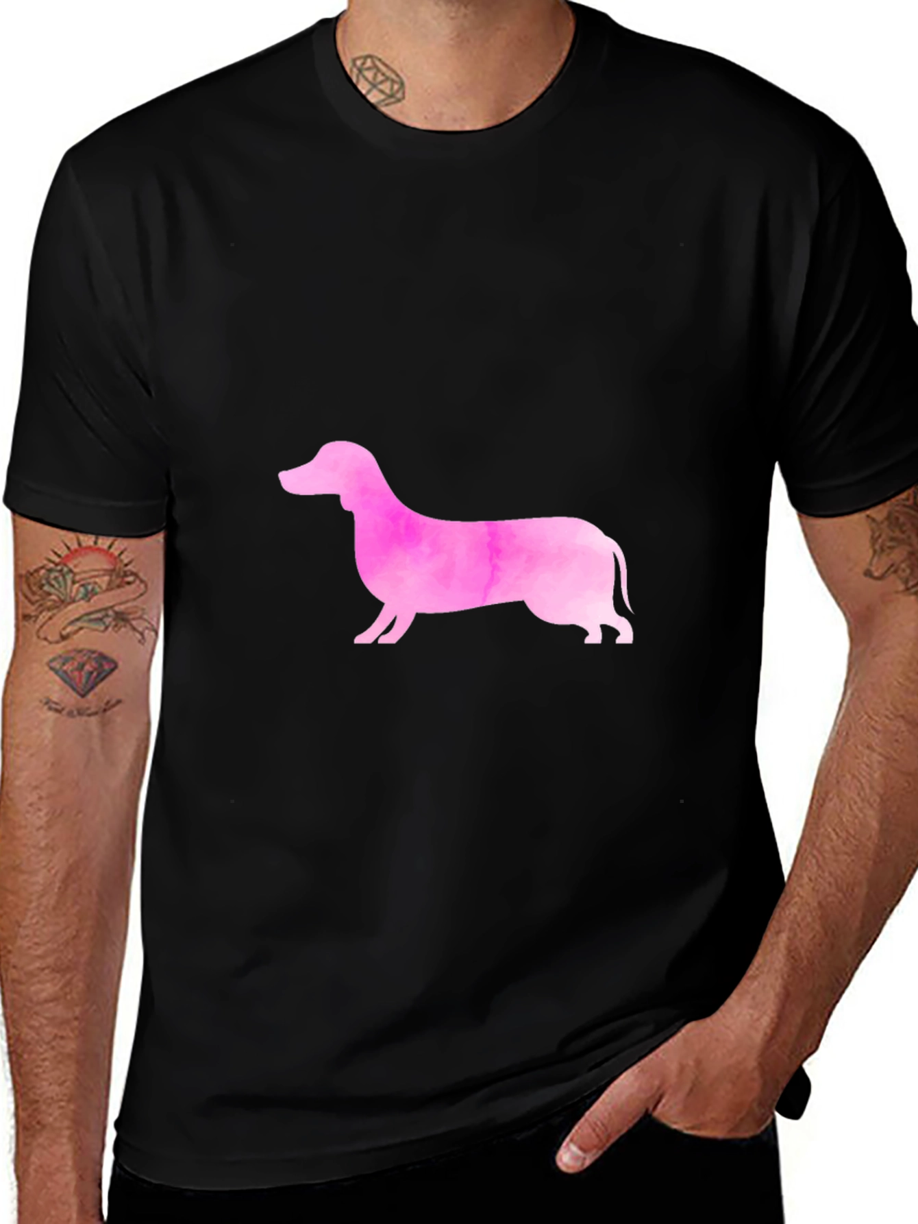Pink Dachshund Graphic Tee - Trendy Casual Style