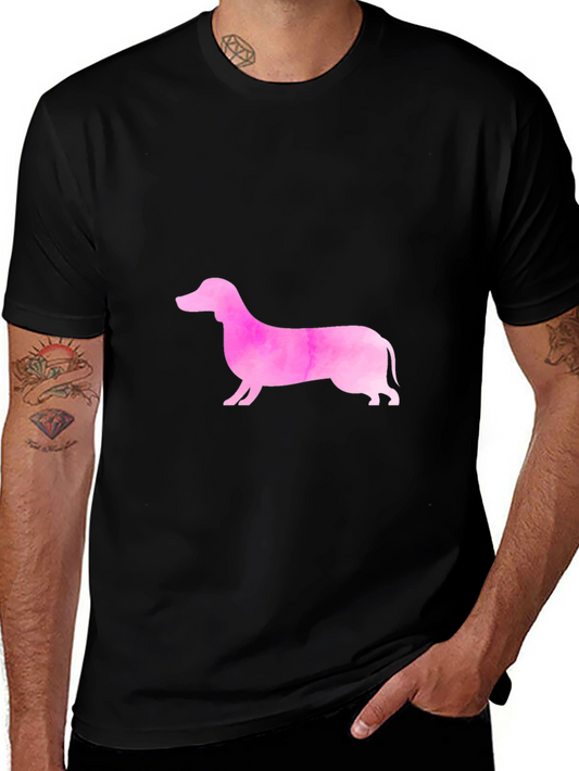 Pink Dachshund Graphic Tee - Trendy Casual Style
