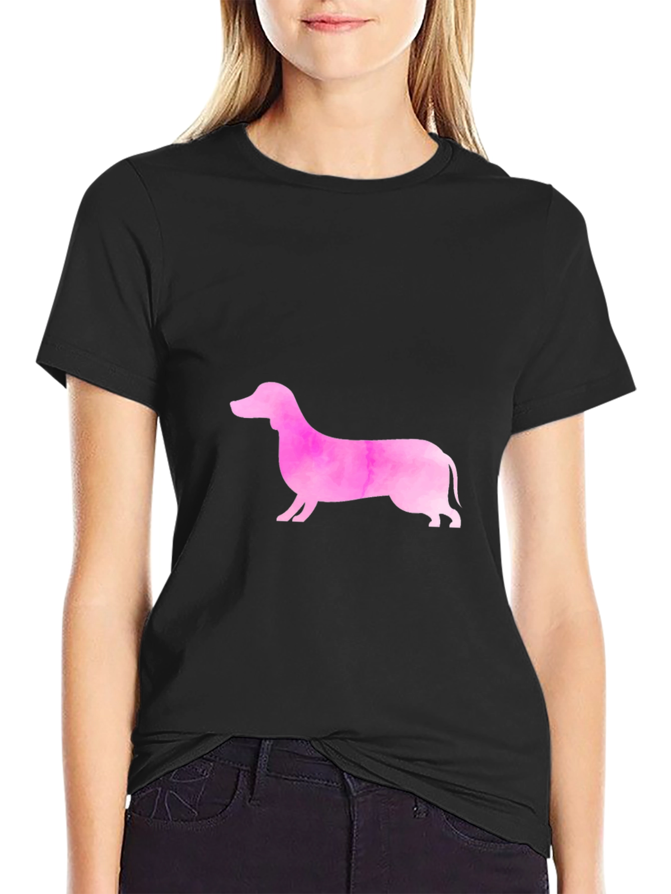 Pink Dachshund Graphic Tee - Trendy Casual Style