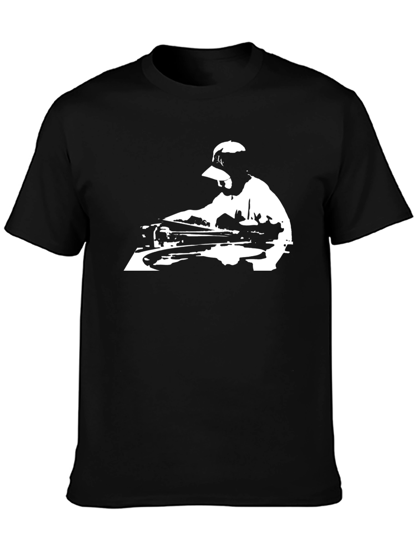 DJ Turntable Graphic Tee - Black Cotton T-Shirt