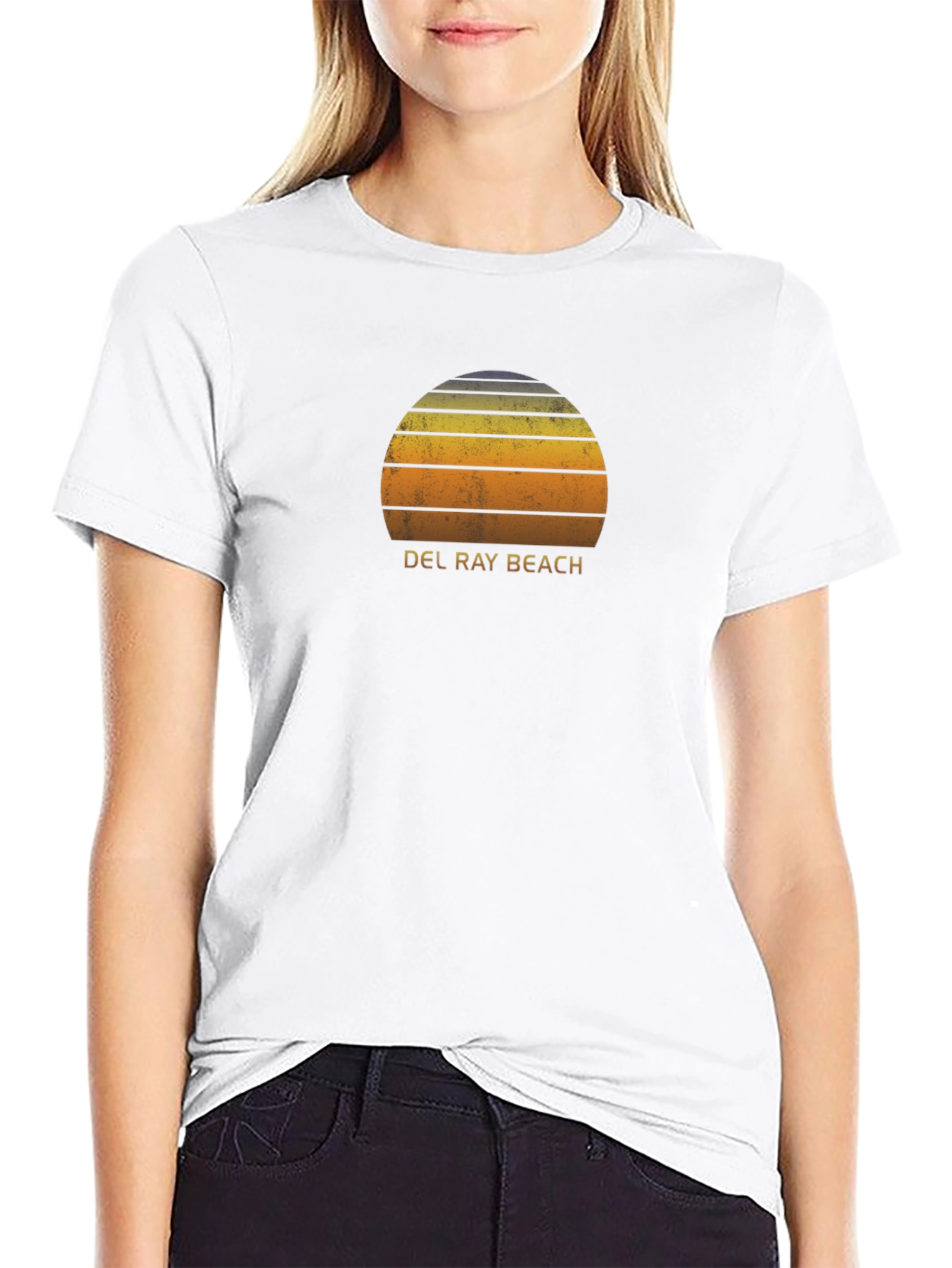 Del Ray Beach Retro Sunset T-Shirt