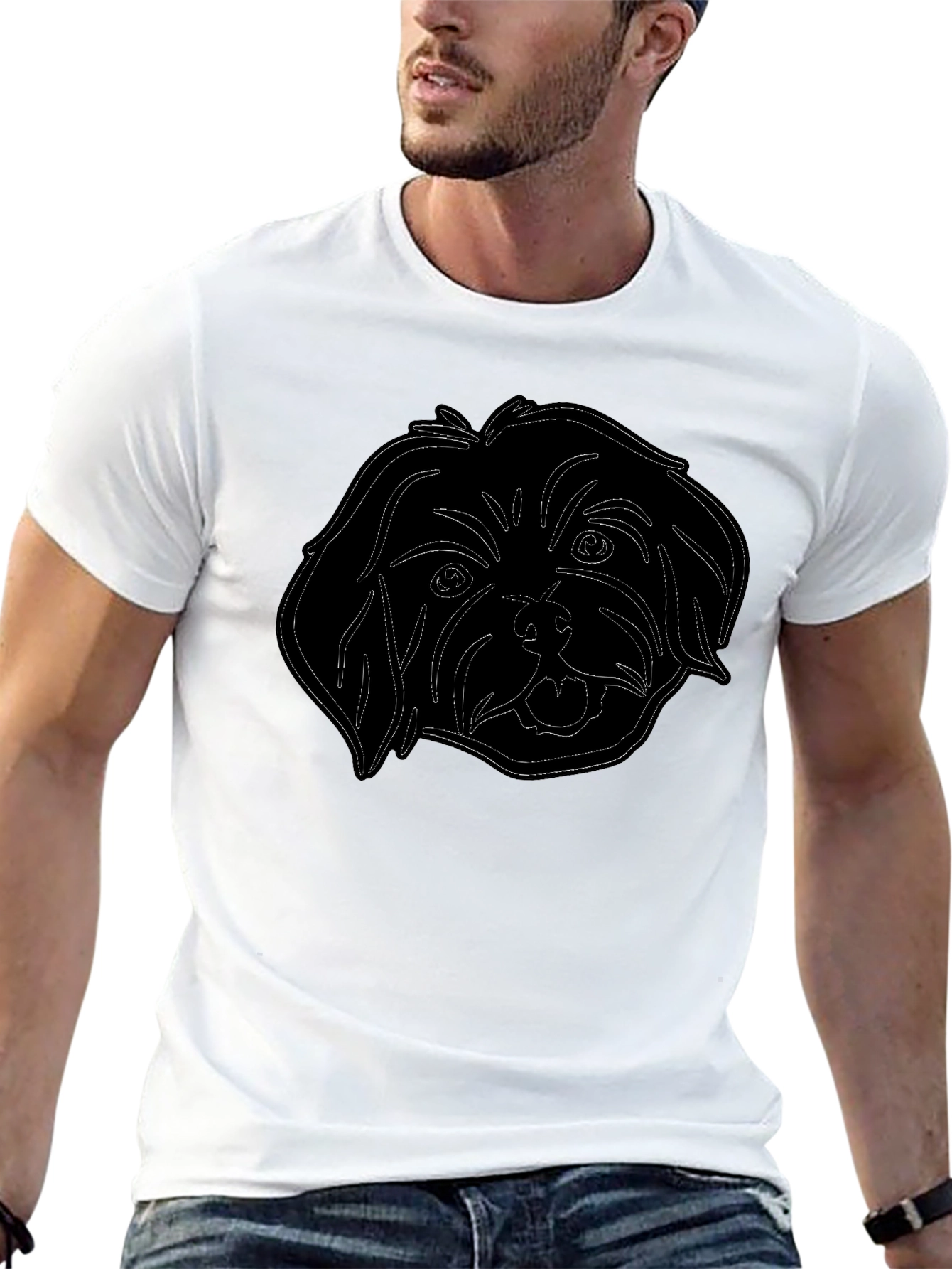 Dog Outline Graphic Tee - Mens Black T-Shirt