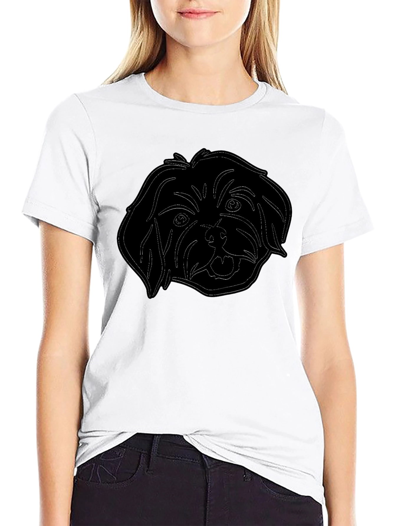 Dog Outline Graphic Tee - Mens Black T-Shirt
