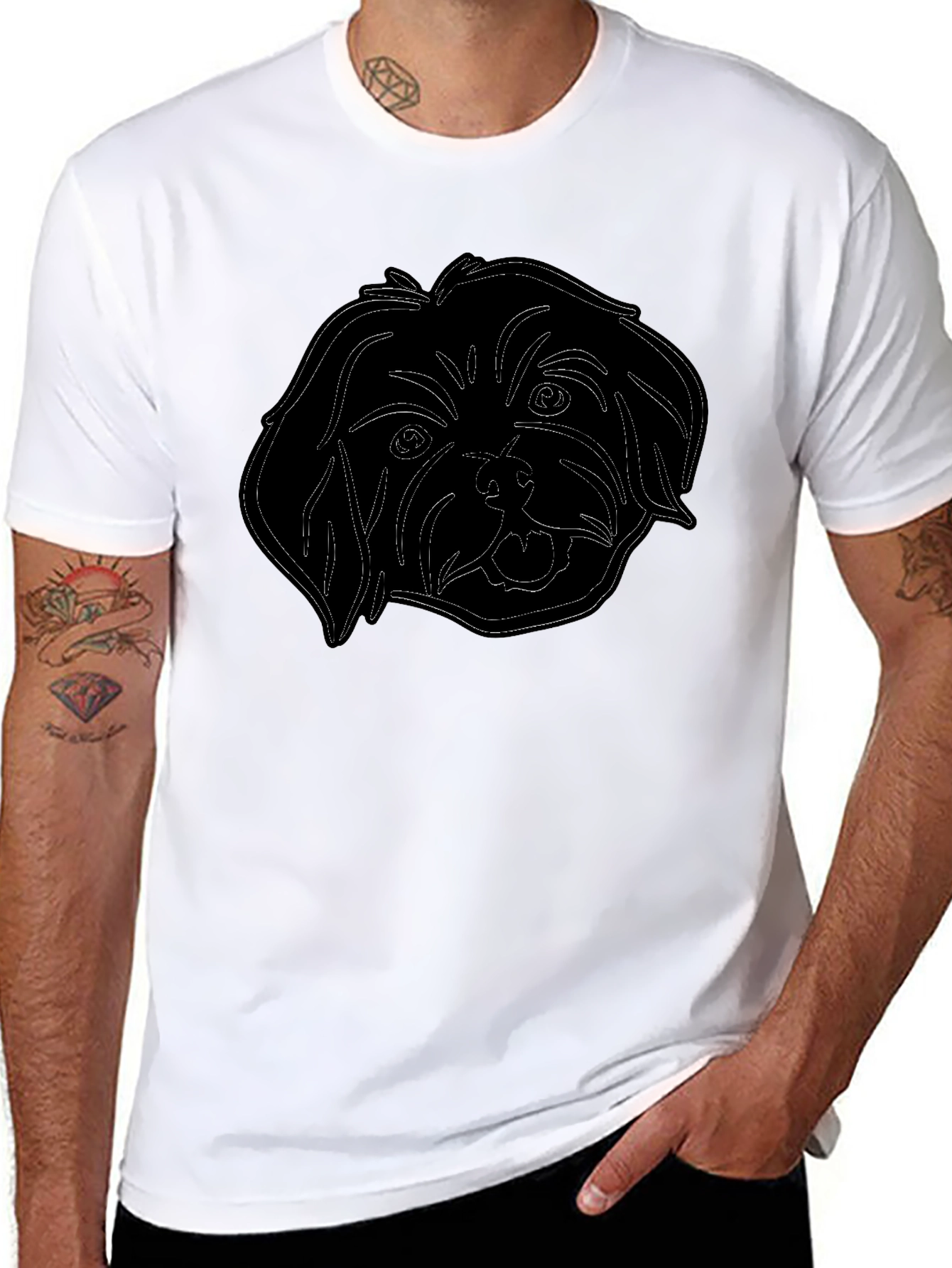 Dog Outline Graphic Tee - Mens Black T-Shirt