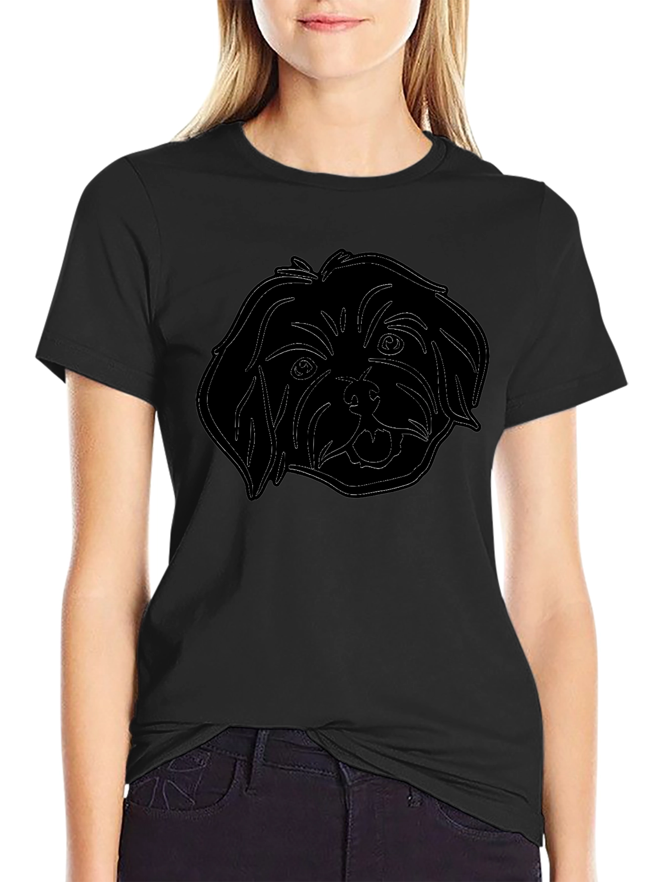 Dog Outline Graphic Tee - Mens Black T-Shirt