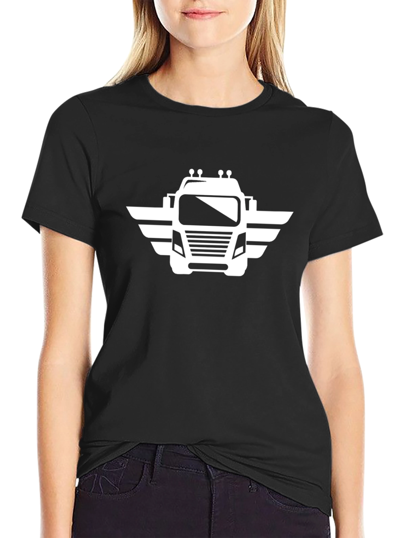 Trucker Winged Tee - Black Graphic T-Shirt