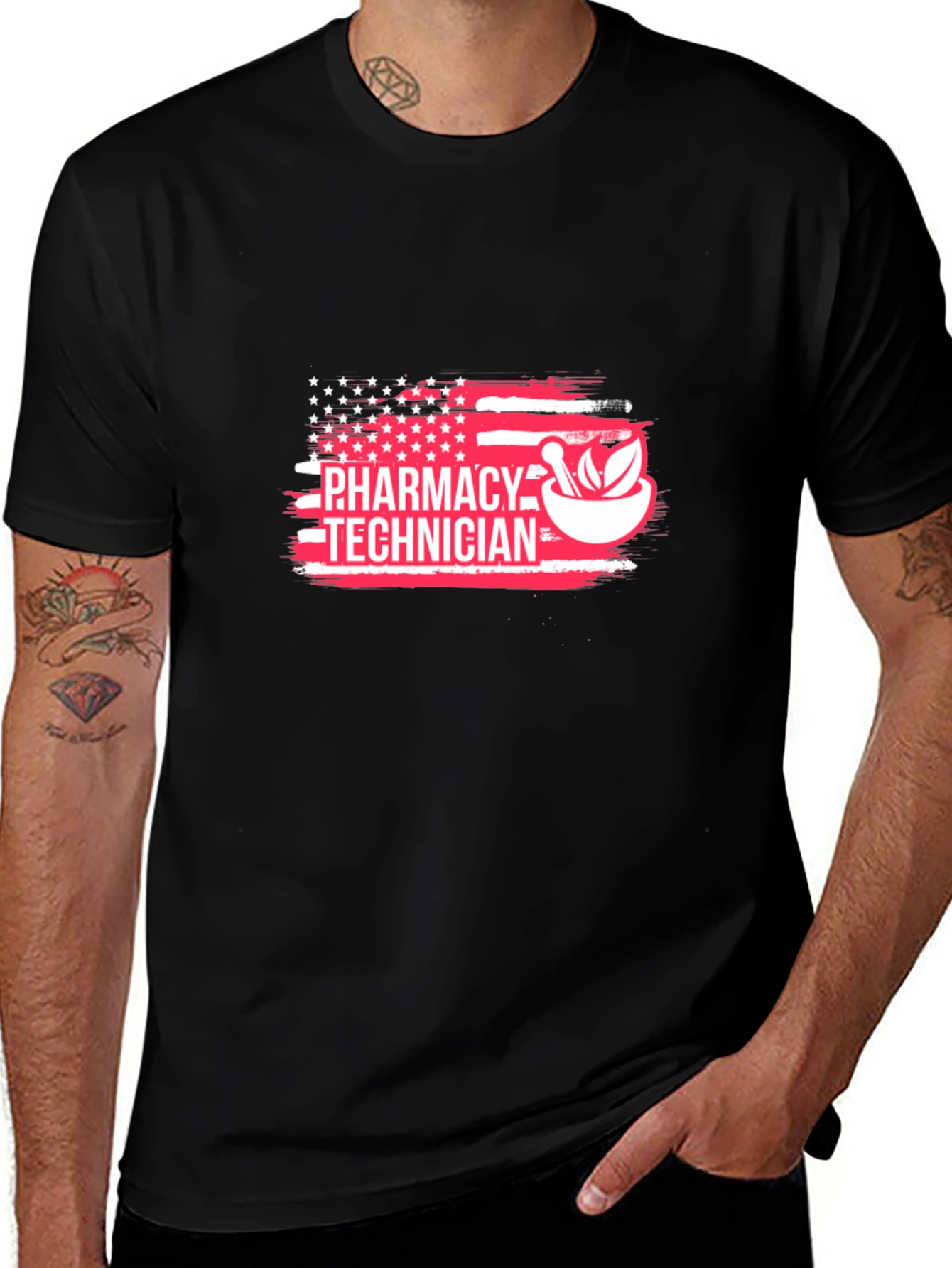 Pharmacy Technician American Flag Graphic T-Shirt
