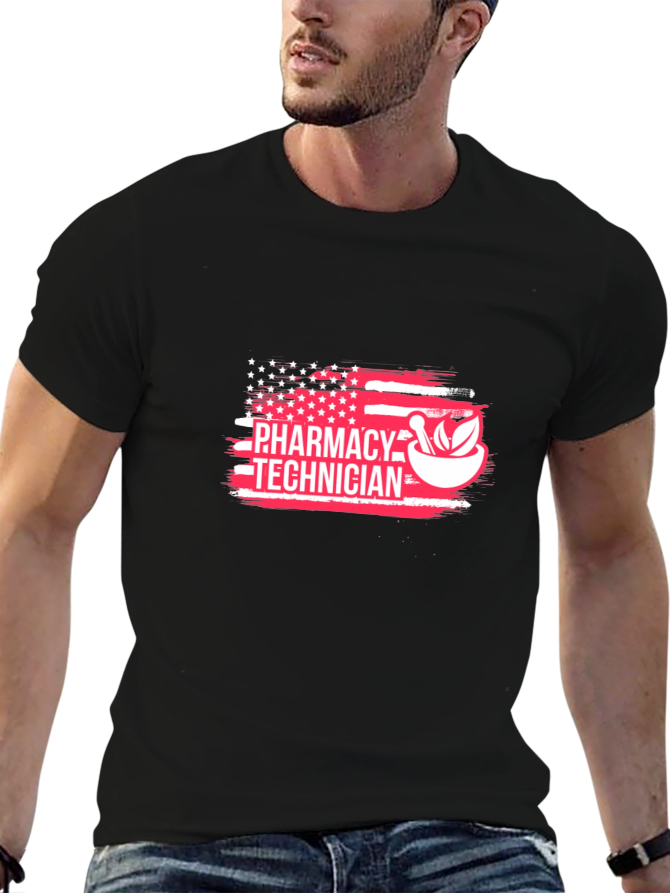 Pharmacy Technician American Flag Graphic T-Shirt