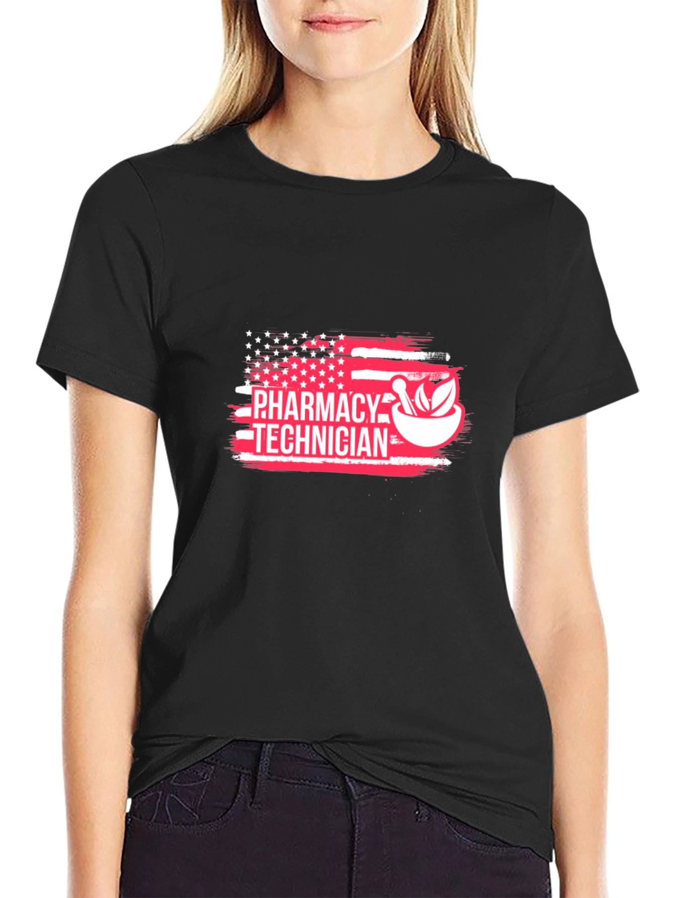 Pharmacy Technician American Flag Graphic T-Shirt
