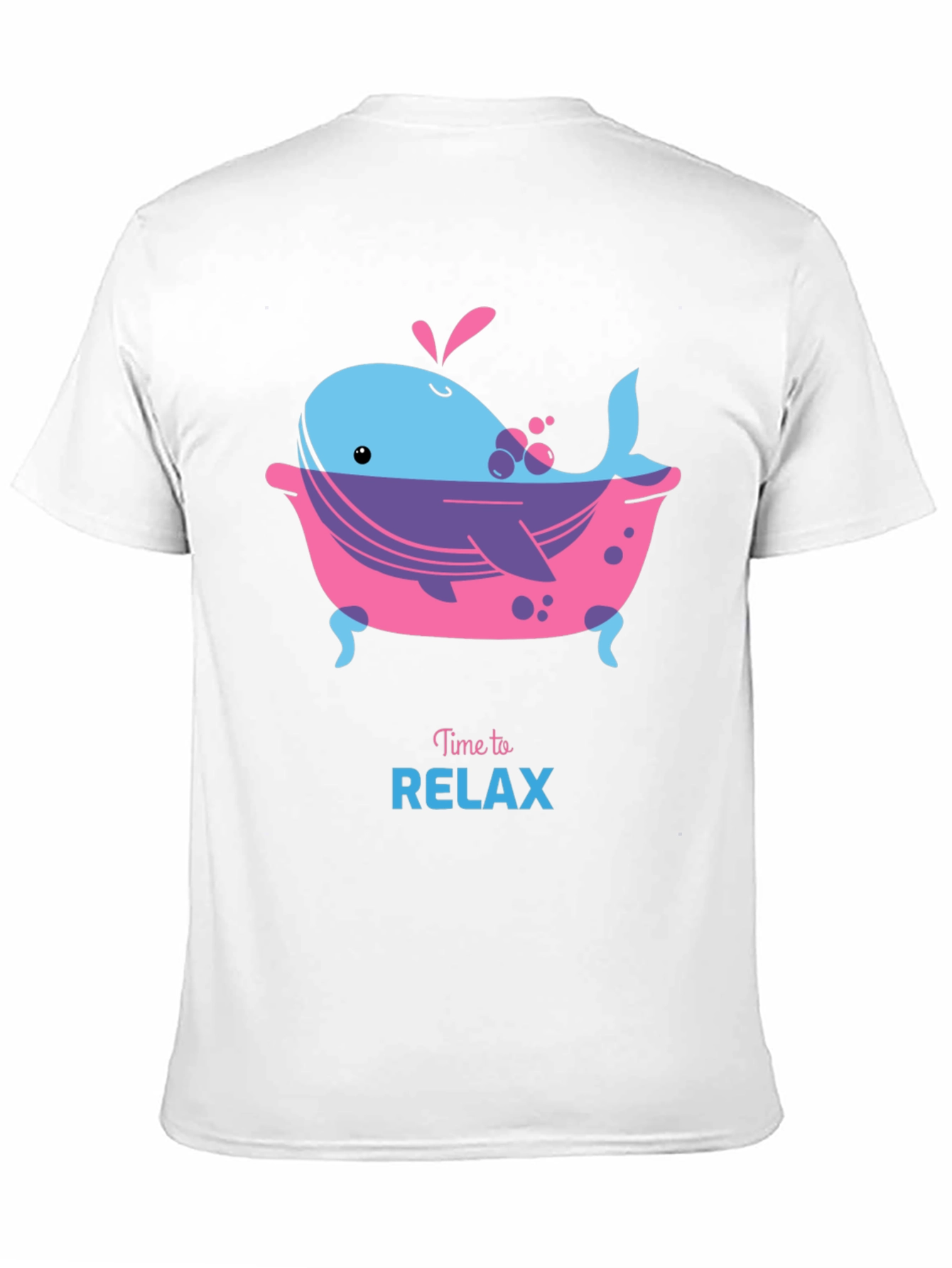 Time to Relax Whale in Tub Black T-Shirt