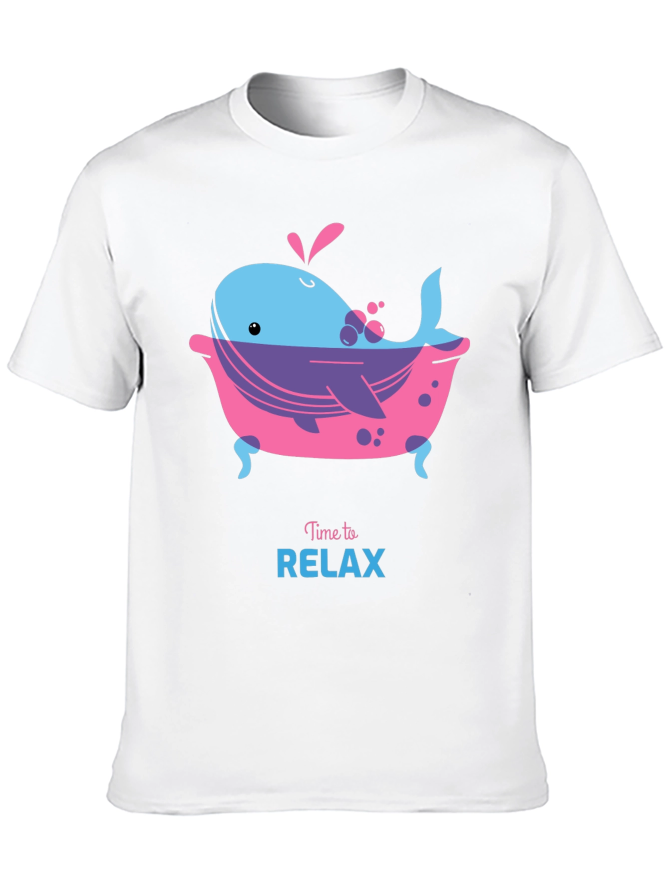 Time to Relax Whale in Tub Black T-Shirt