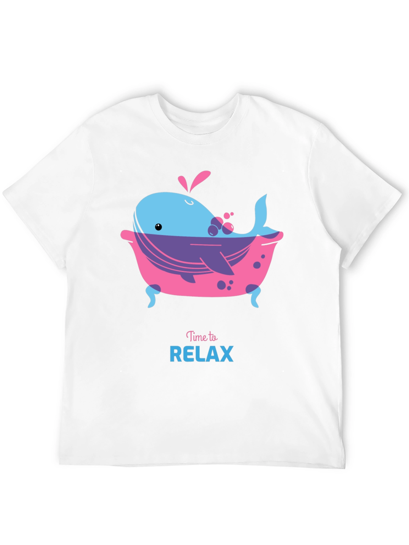 Time to Relax Whale in Tub Black T-Shirt