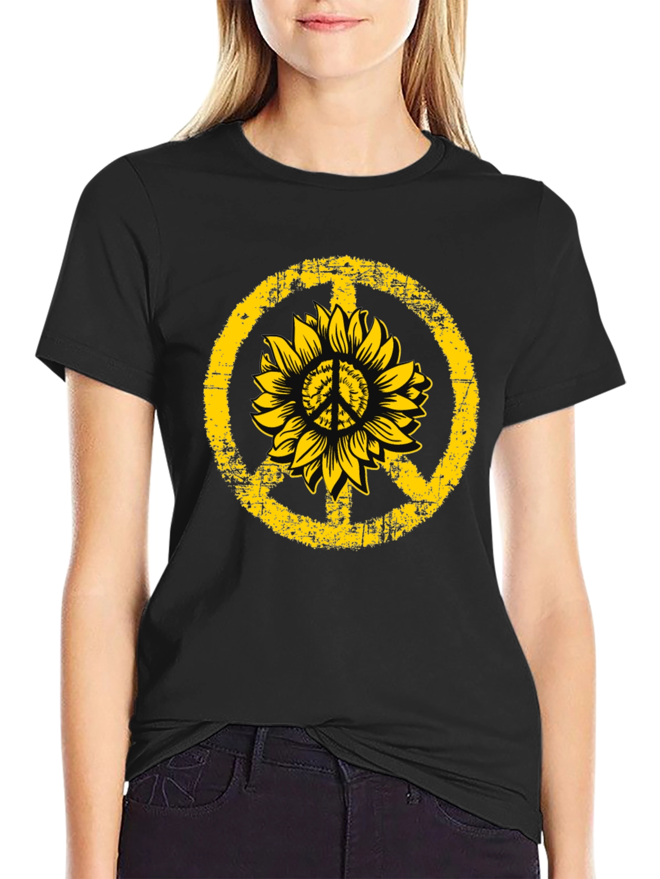 Sunflower Peace Sign Graphic Tee