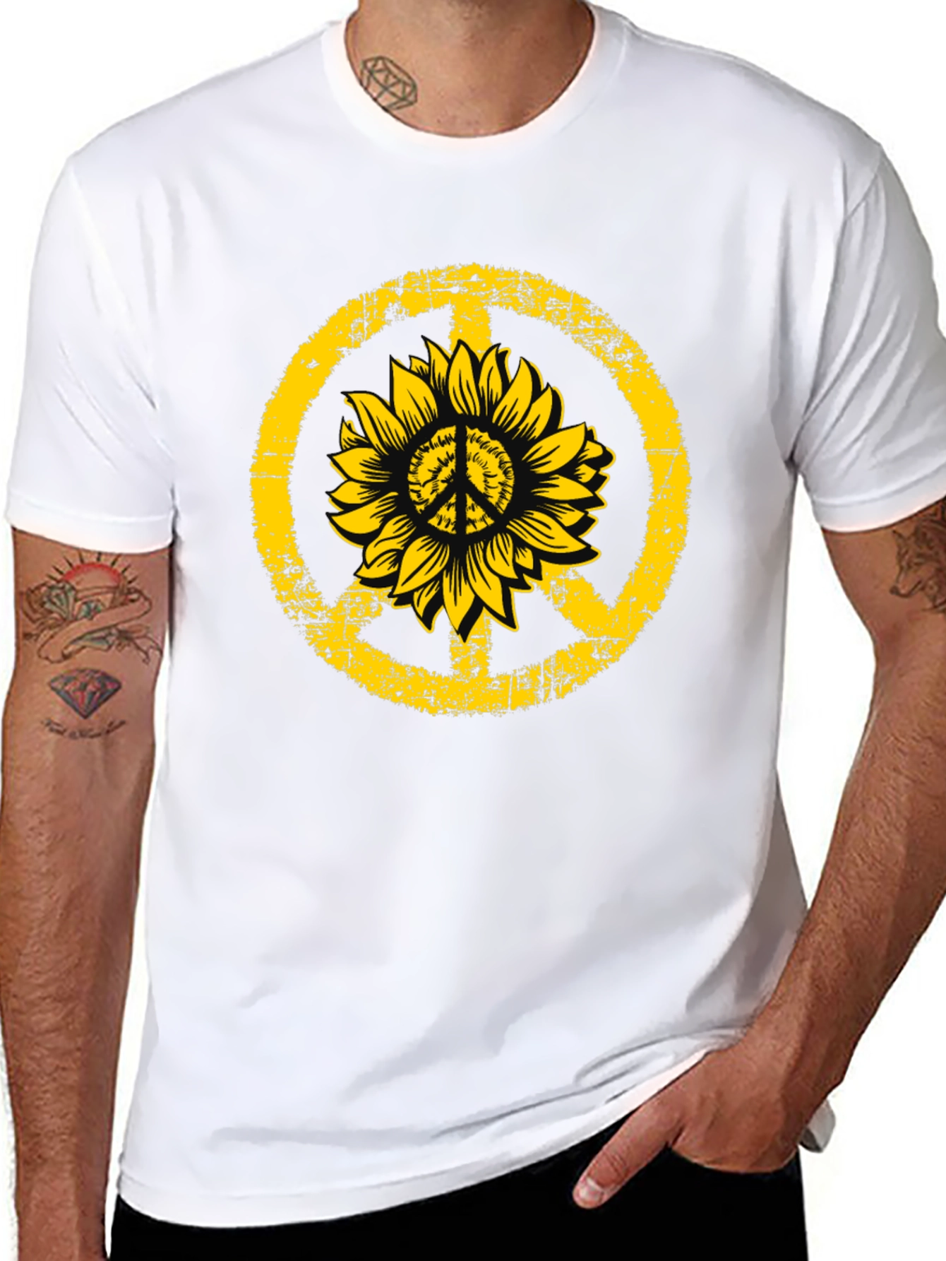 Sunflower Peace Sign Graphic Tee