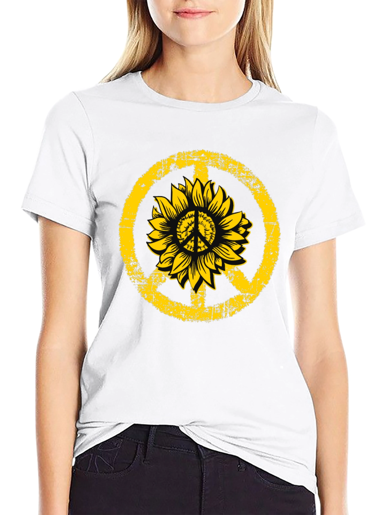 Sunflower Peace Sign Graphic Tee