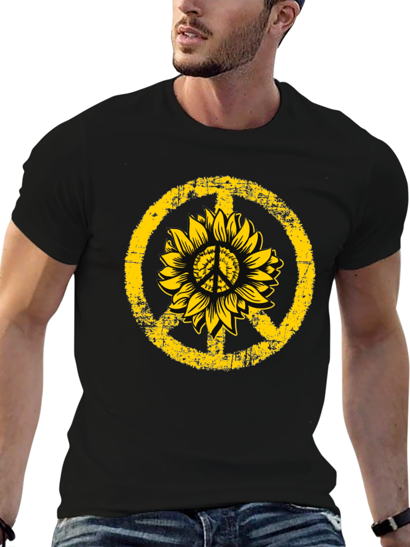 Sunflower Peace Sign Graphic Tee