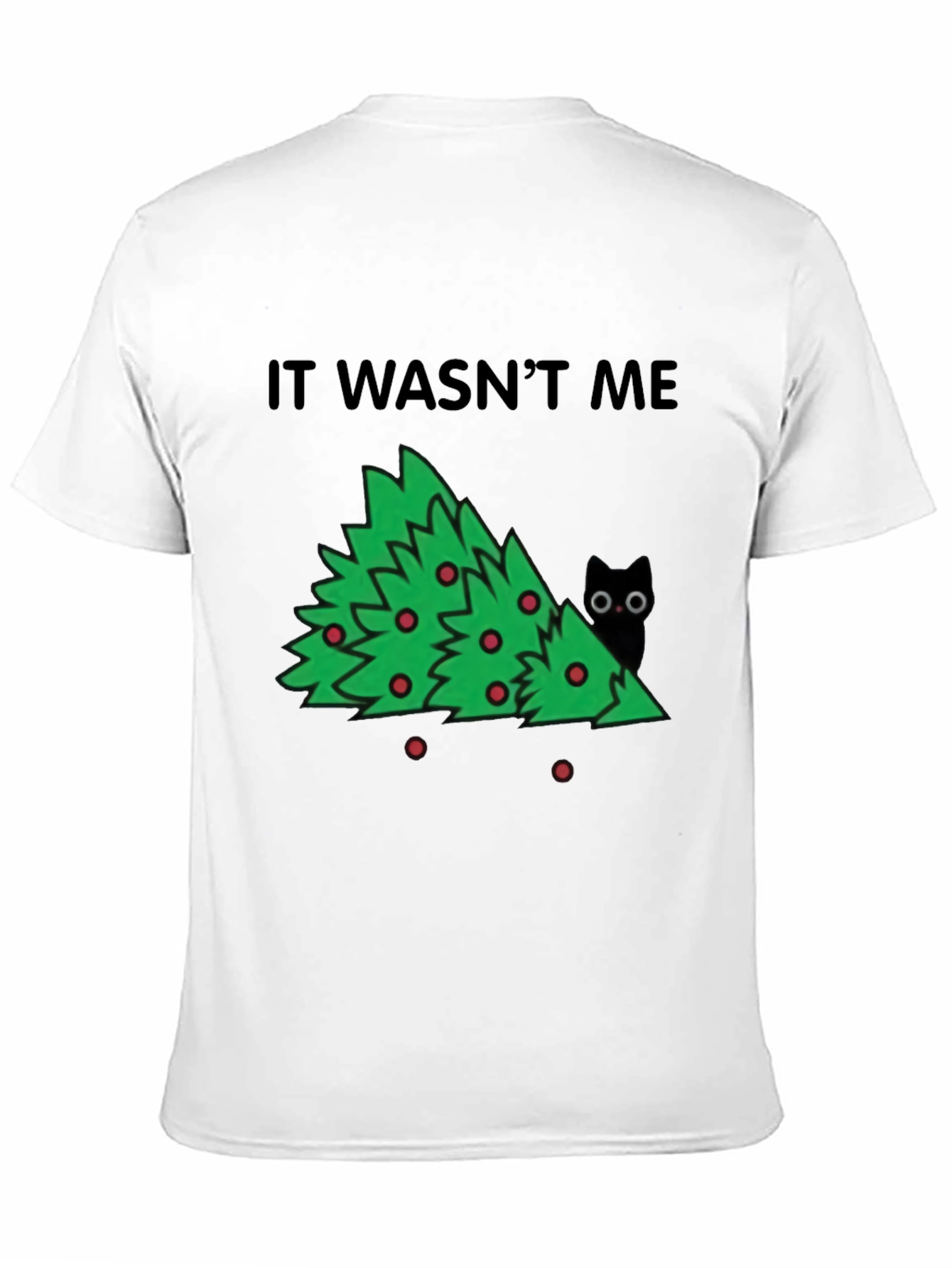 It Wasnt Me Christmas Tree Cat T-Shirt