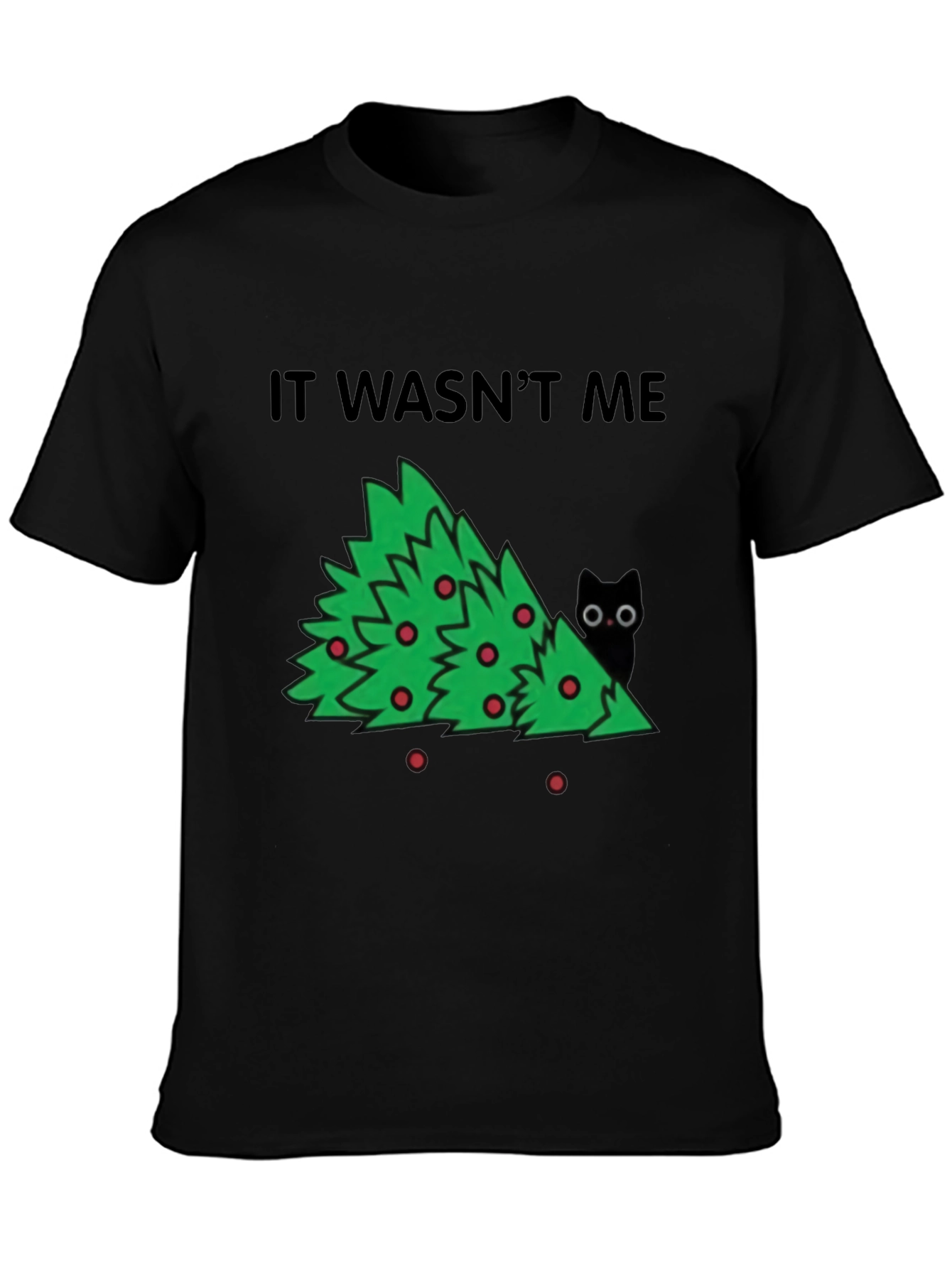 It Wasnt Me Christmas Tree Cat T-Shirt