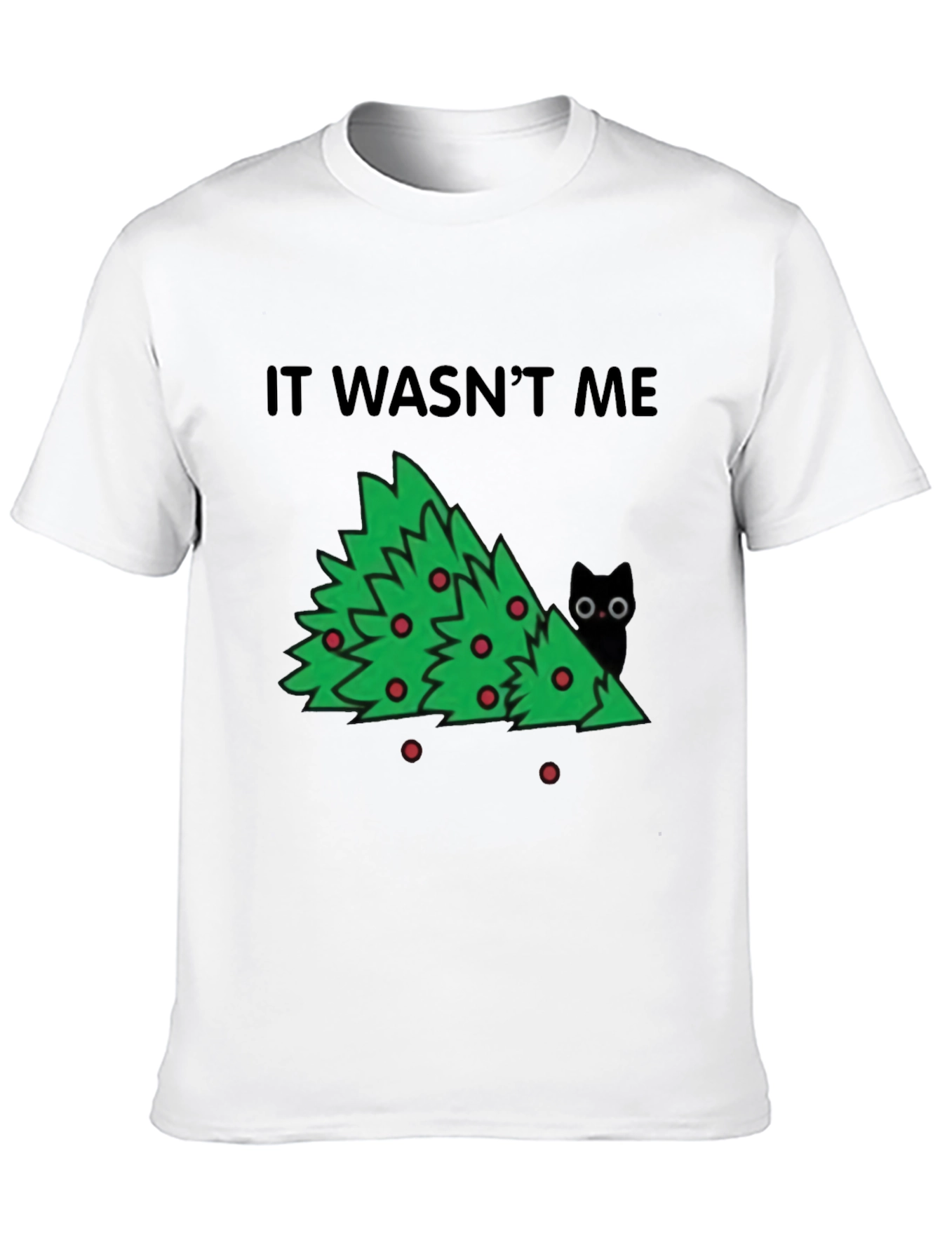 It Wasnt Me Christmas Tree Cat T-Shirt