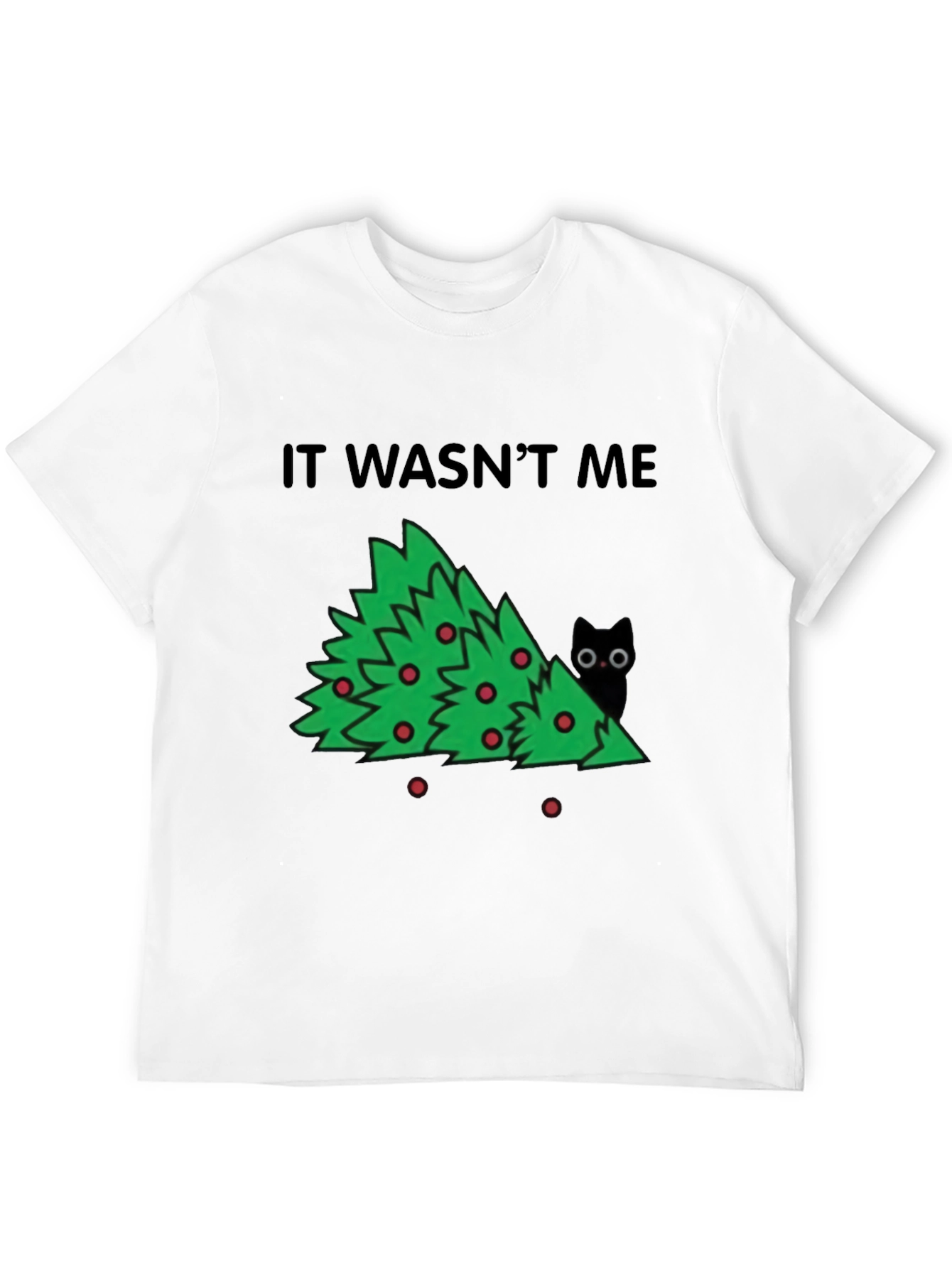 It Wasnt Me Christmas Tree Cat T-Shirt