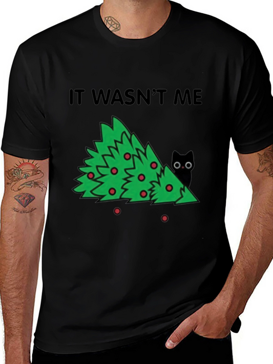 It Wasnt Me Christmas Tree Cat T-Shirt