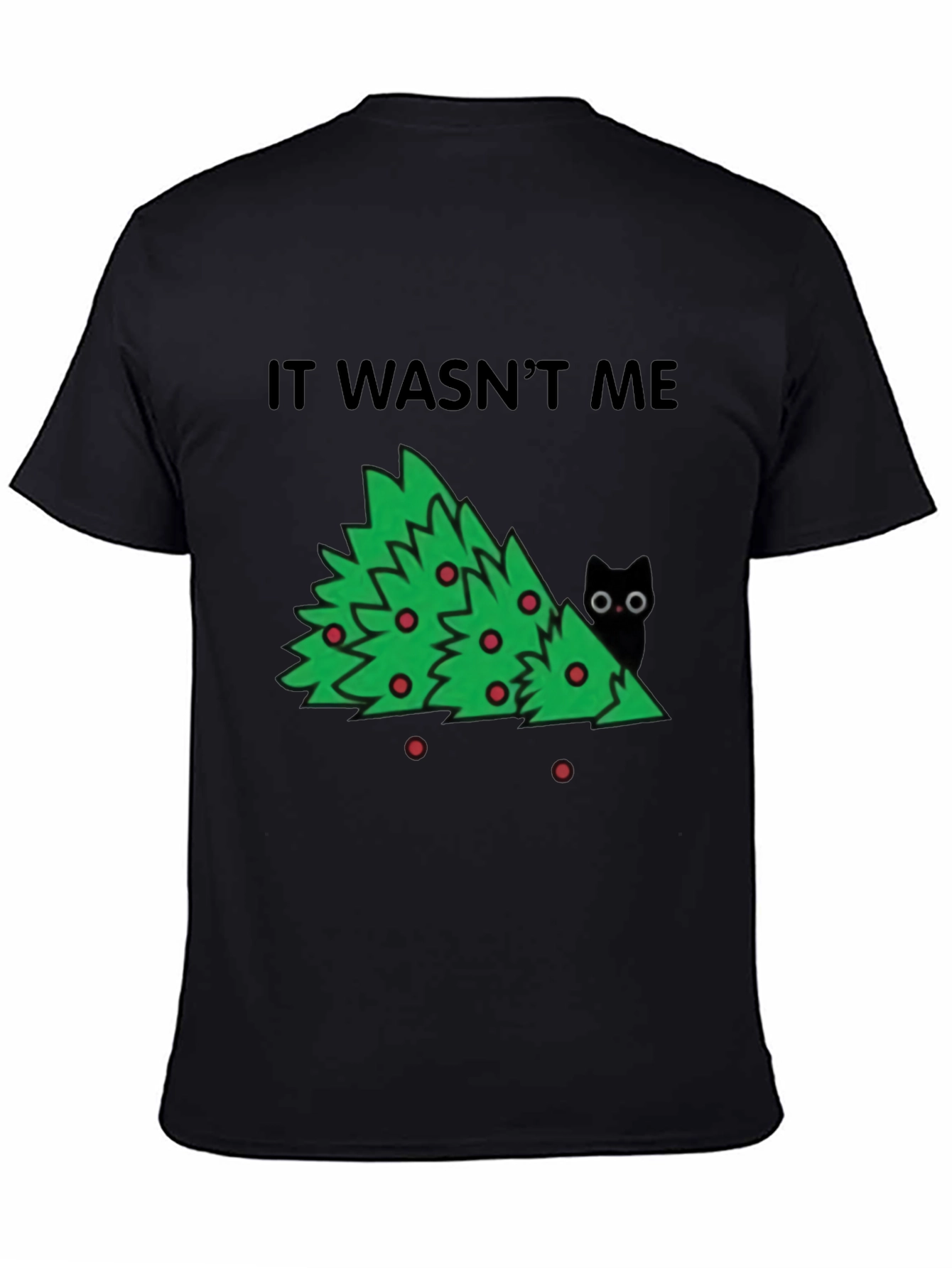 It Wasnt Me Christmas Tree Cat T-Shirt