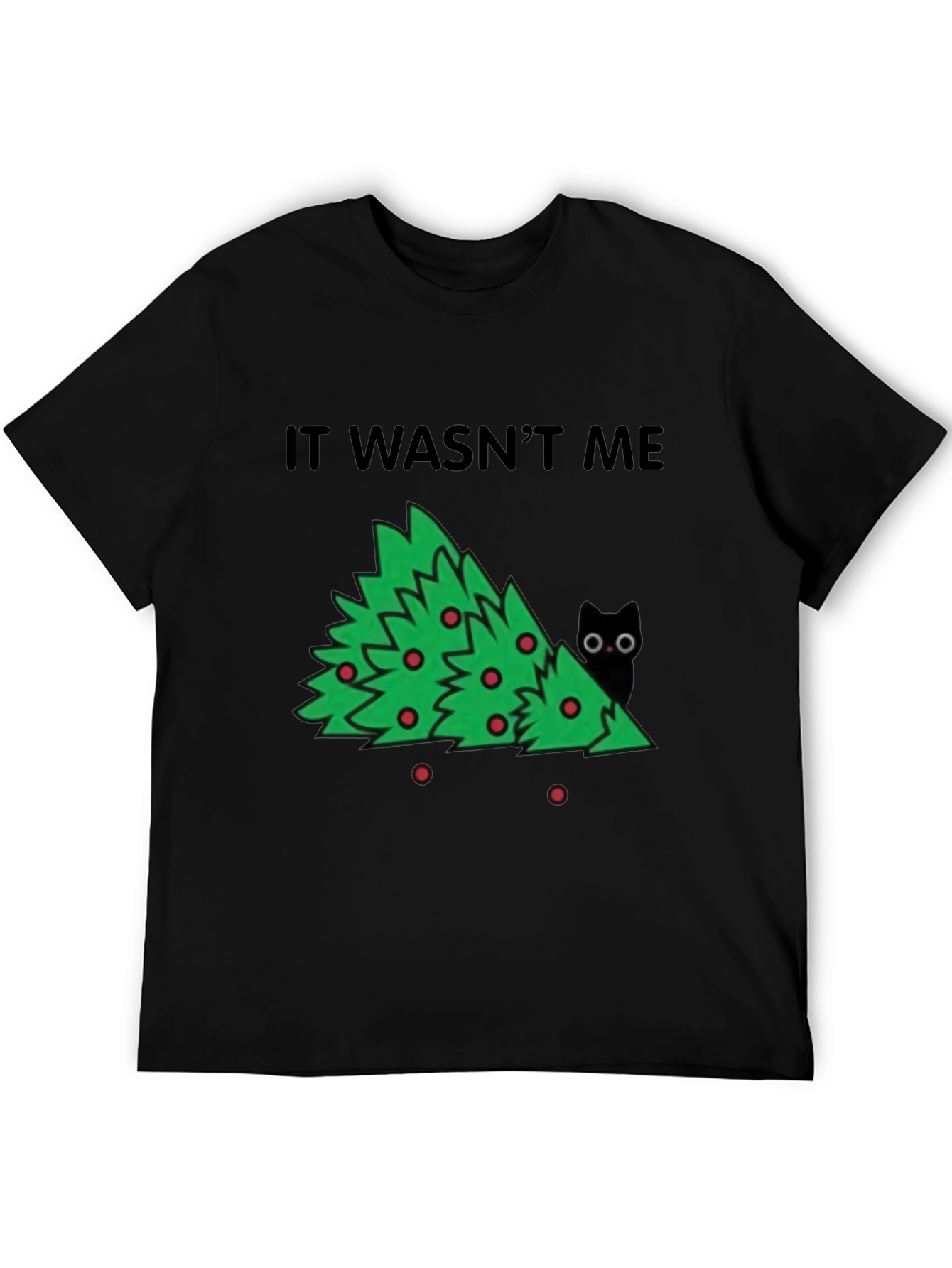 It Wasnt Me Christmas Tree Cat T-Shirt