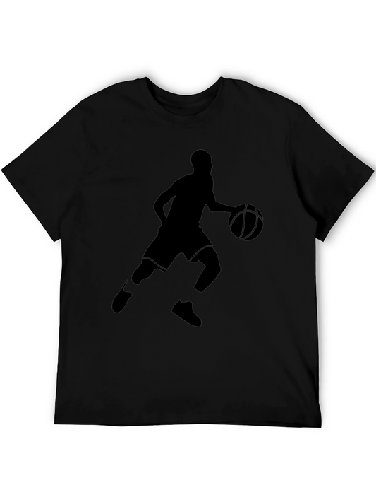 Basketball Player Graphic Tee - Black Cotton T-Shirt