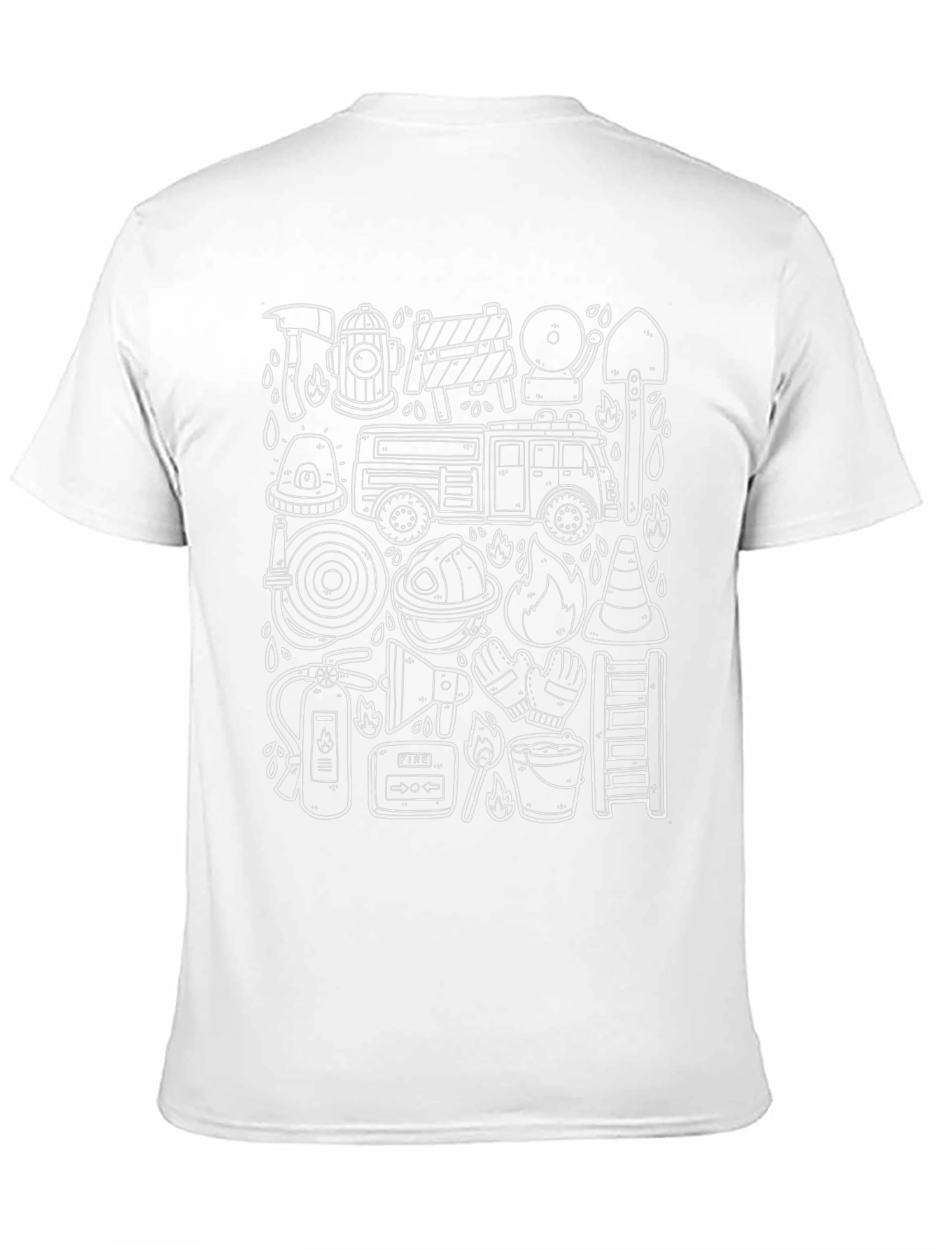Firefighter Doodle Graphic Black T-Shirt
