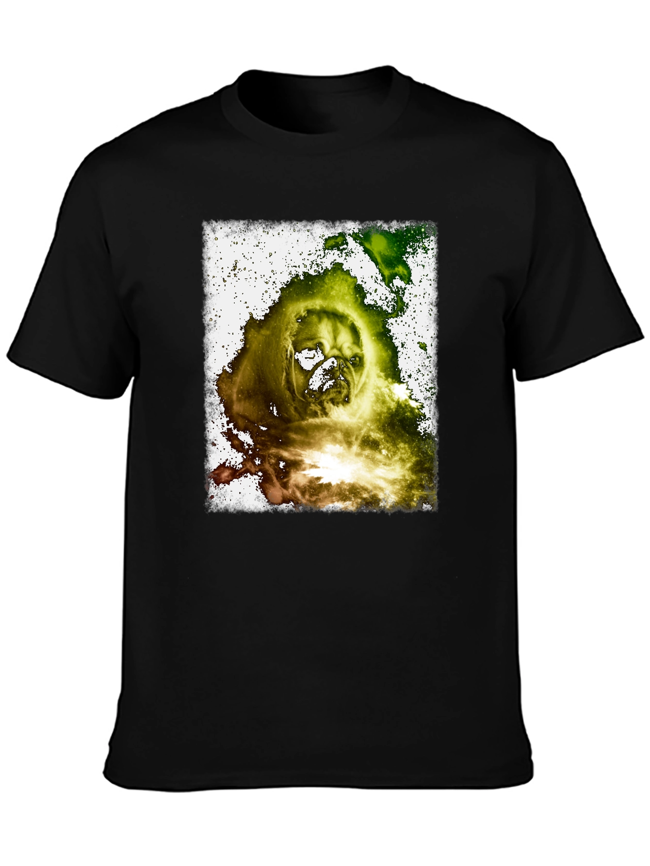 Distressed Pug Graphic Black T-Shirt