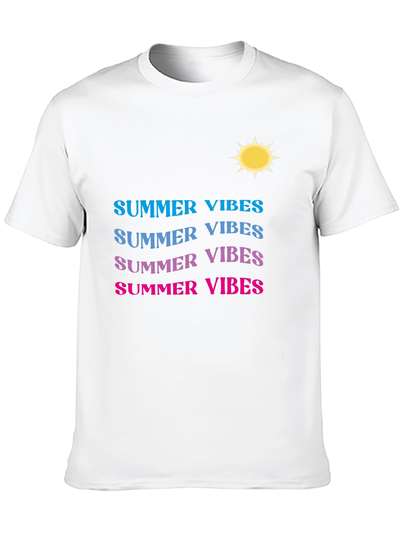 Summer Vibes T-Shirt - Gradient Text Casual Wear