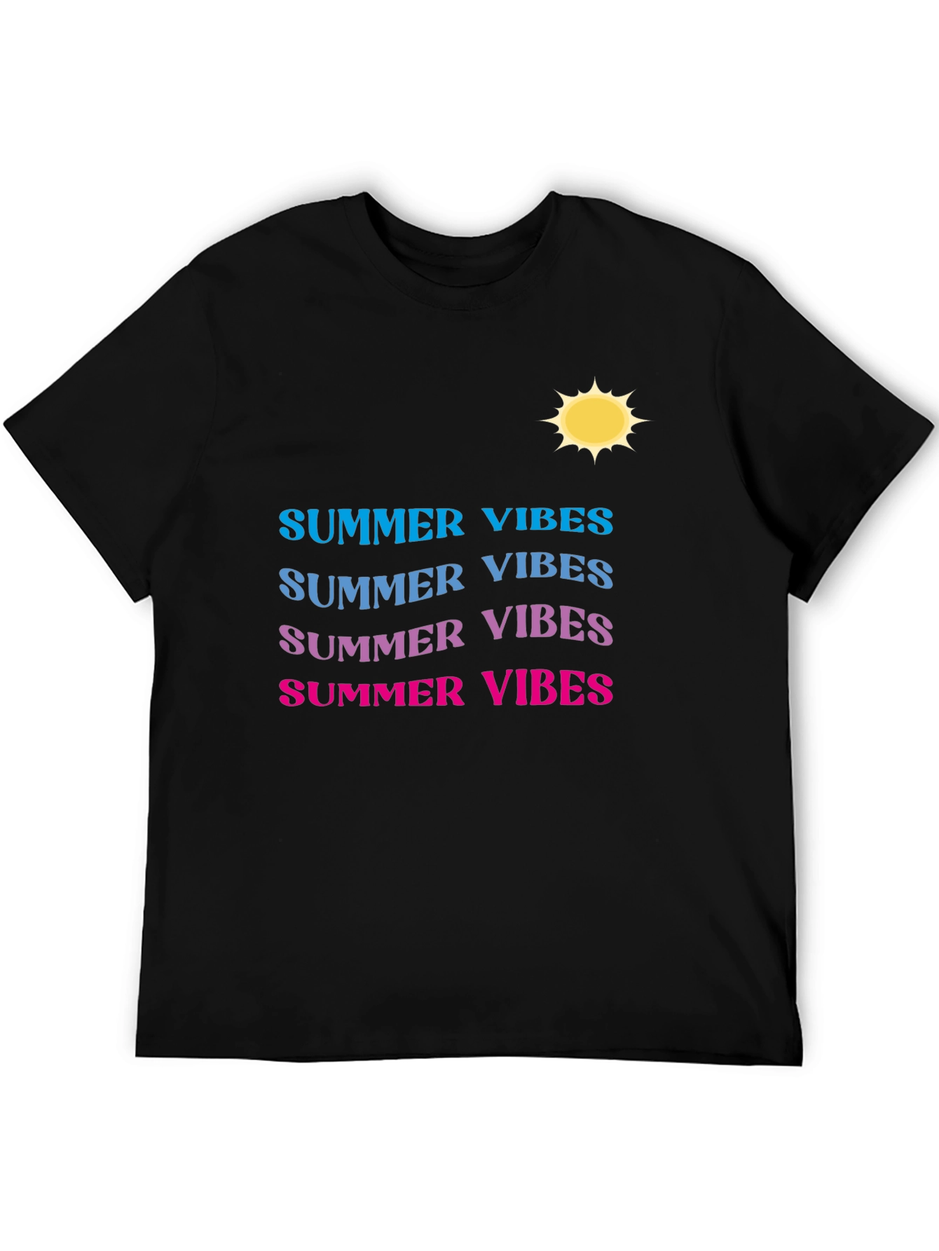 Summer Vibes T-Shirt - Gradient Text Casual Wear