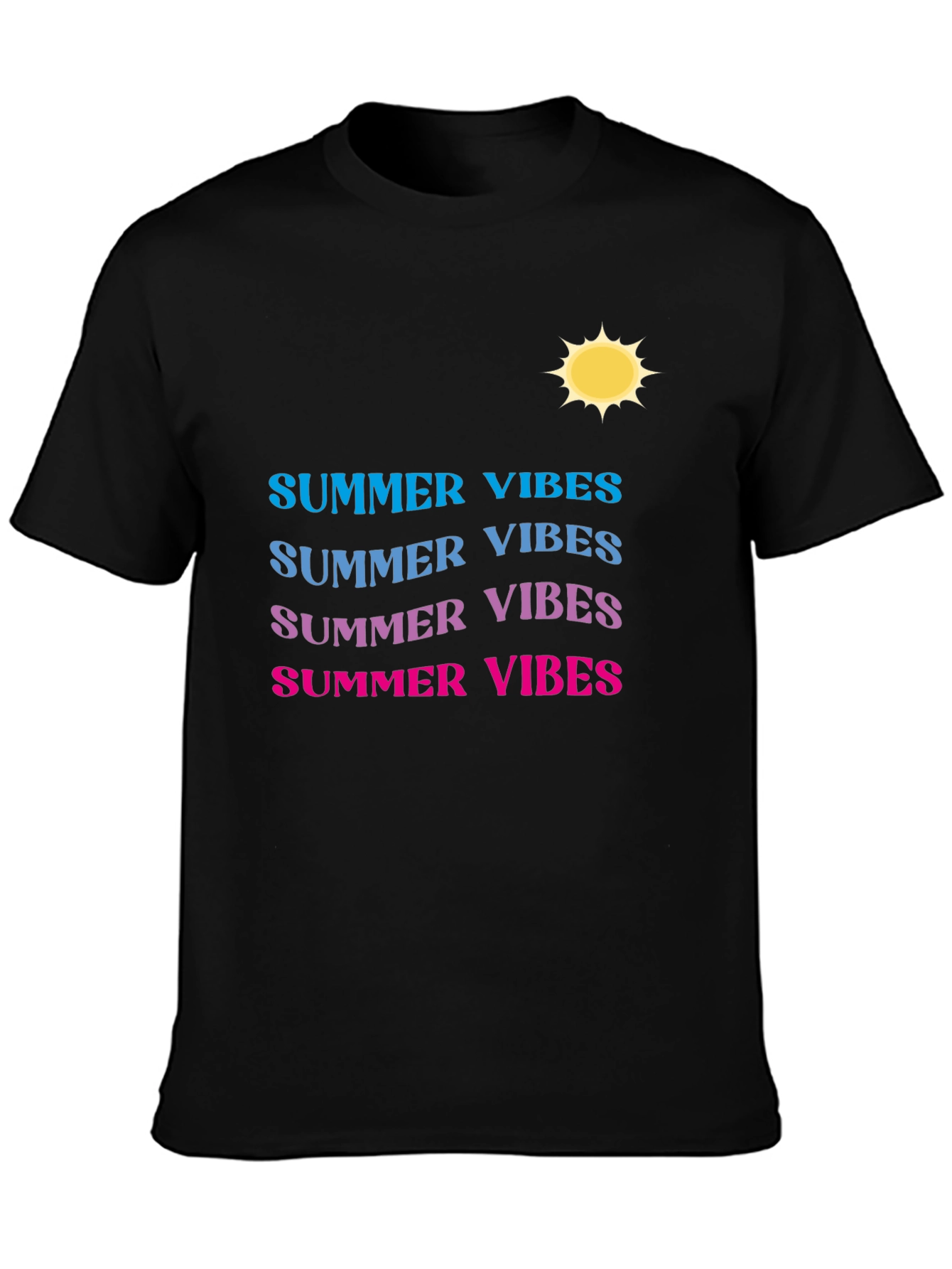 Summer Vibes T-Shirt - Gradient Text Casual Wear