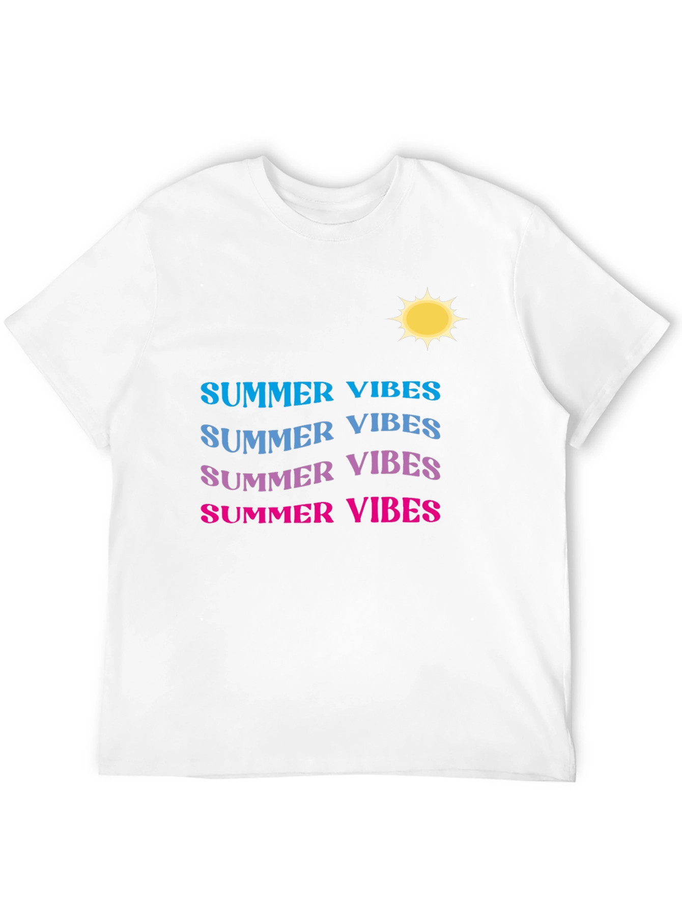 Summer Vibes T-Shirt - Gradient Text Casual Wear